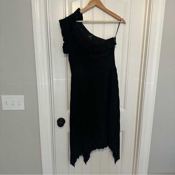 Mossman the Ladylike Midi Dress Black One Shoulder Pleated Formal Size 6 Small - Picture 3 of 7